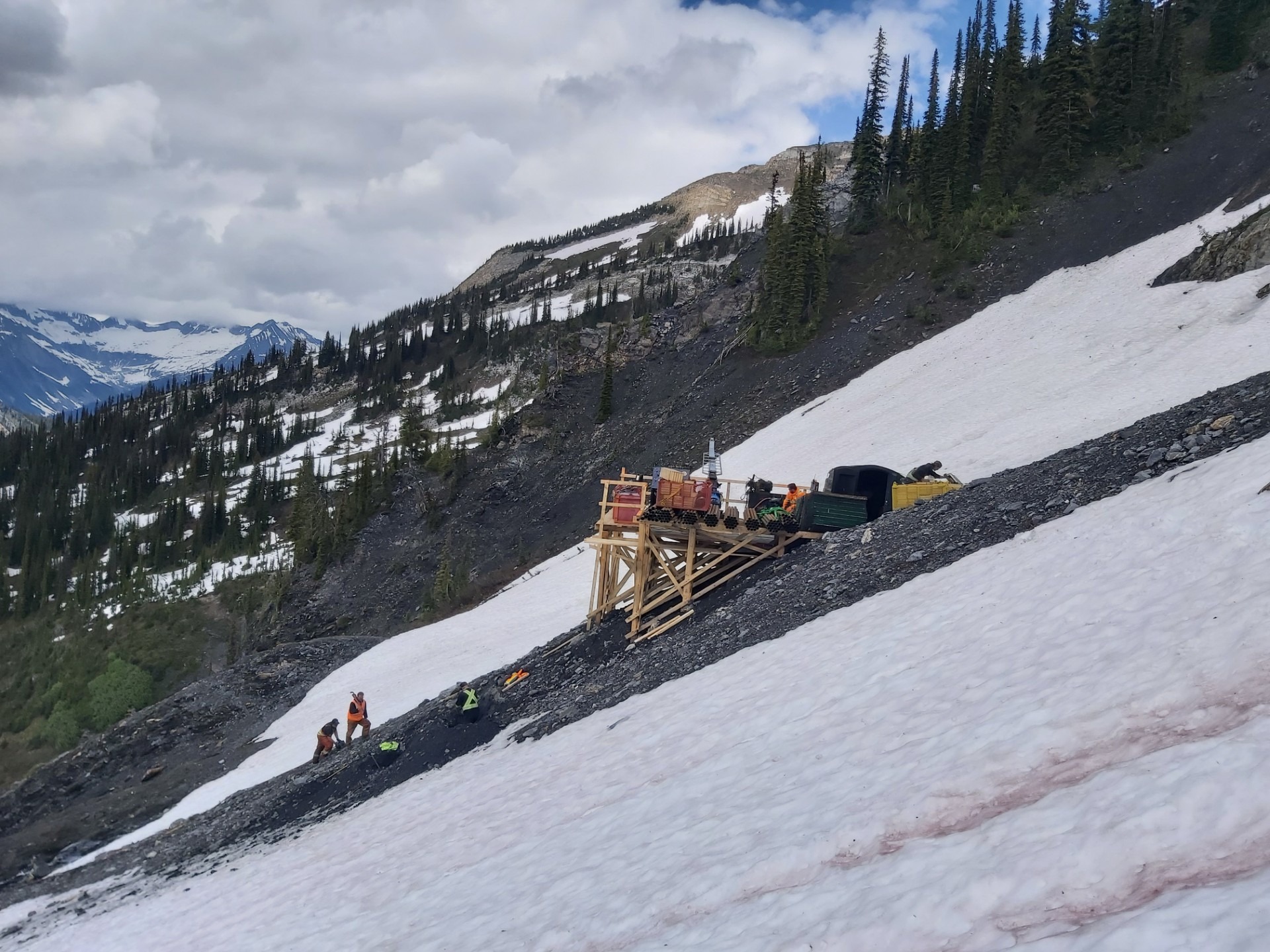 Silver Pony drill site in mountainous terrain