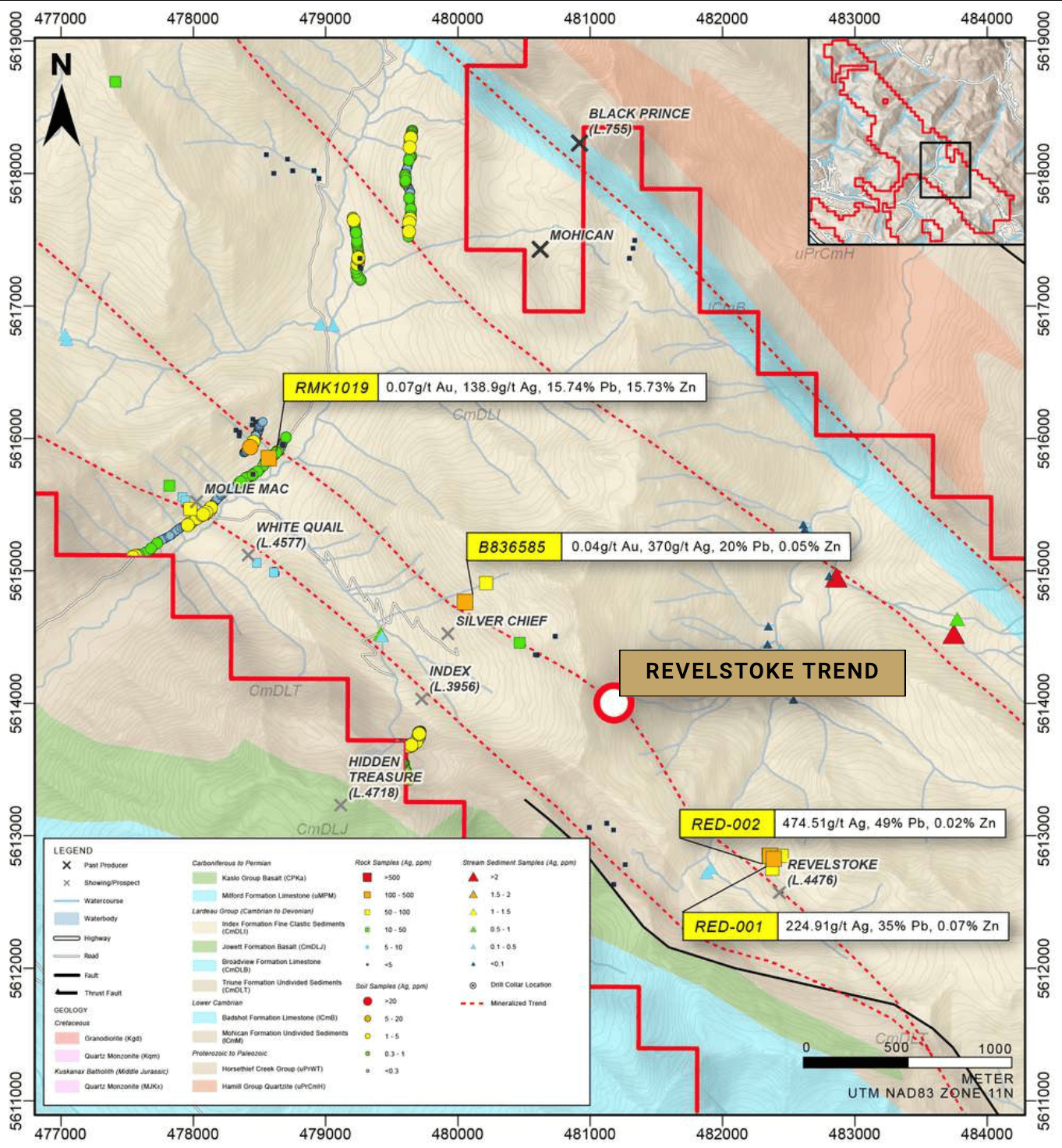 Silver Pony property and mineralized trends map