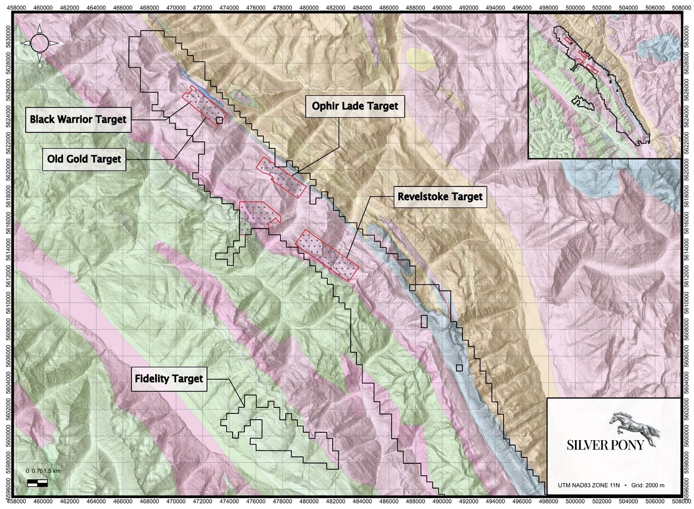Silver Pony Resources property location map, Lardeau Mining District, British Columbia