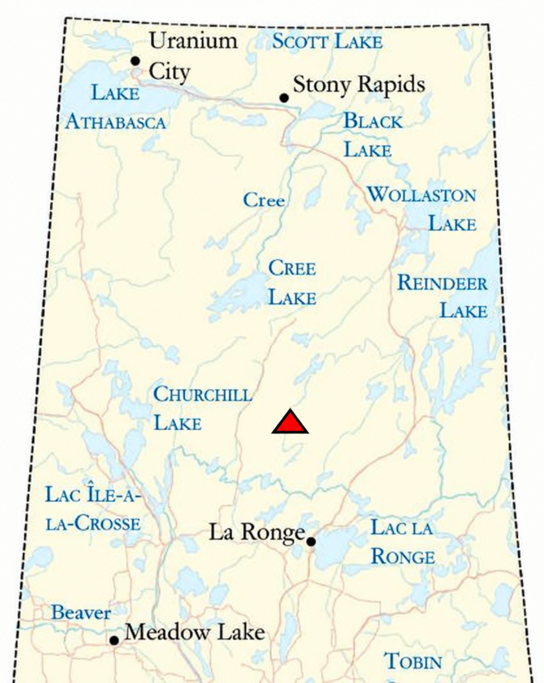 Cross Lake Uranium Project map