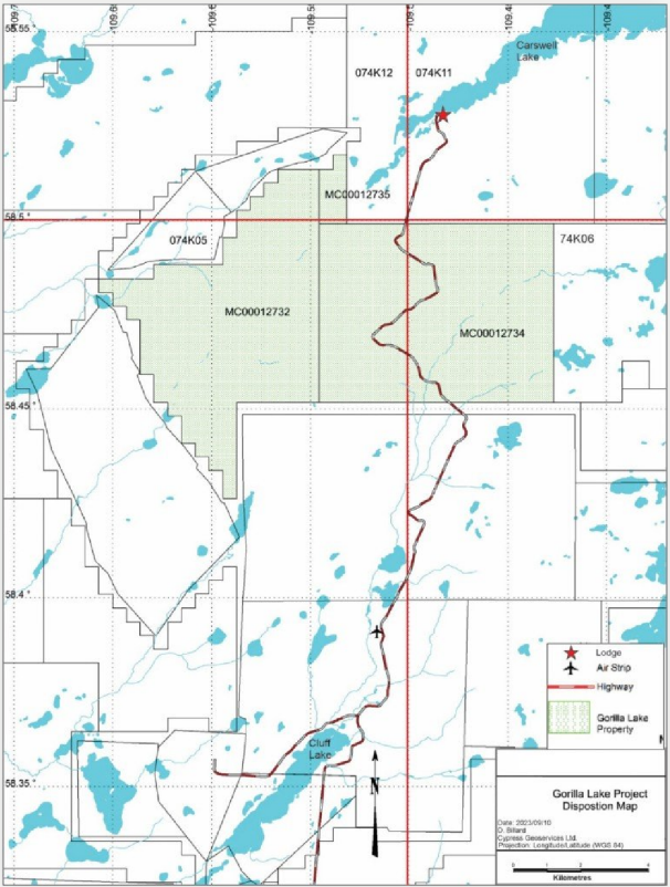 Gorilla Lake Uranium Project map